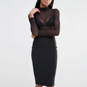 Black mesh top pencil Dress